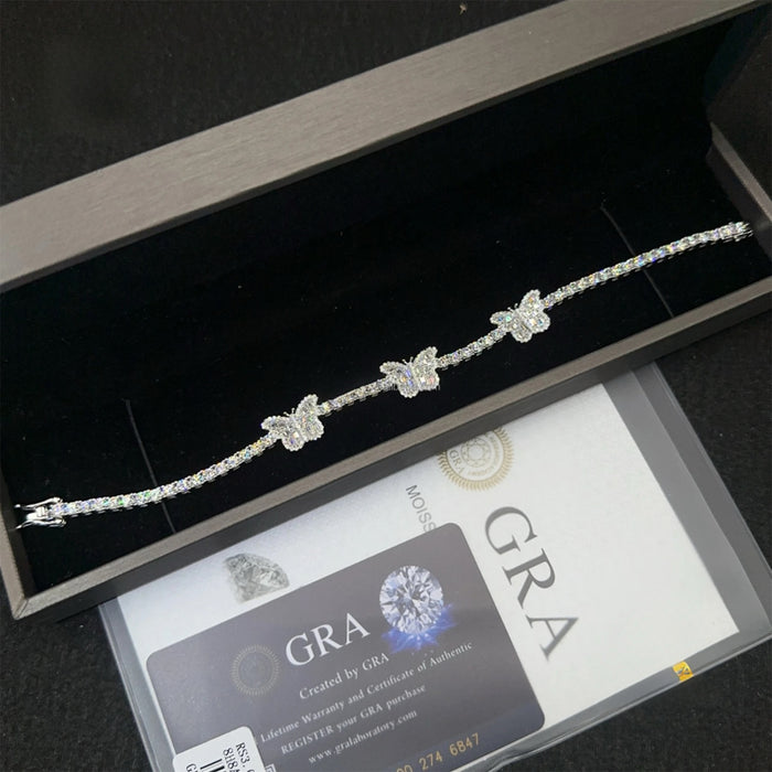 925 Sterling Silver Butterfly Tennis Bracelet