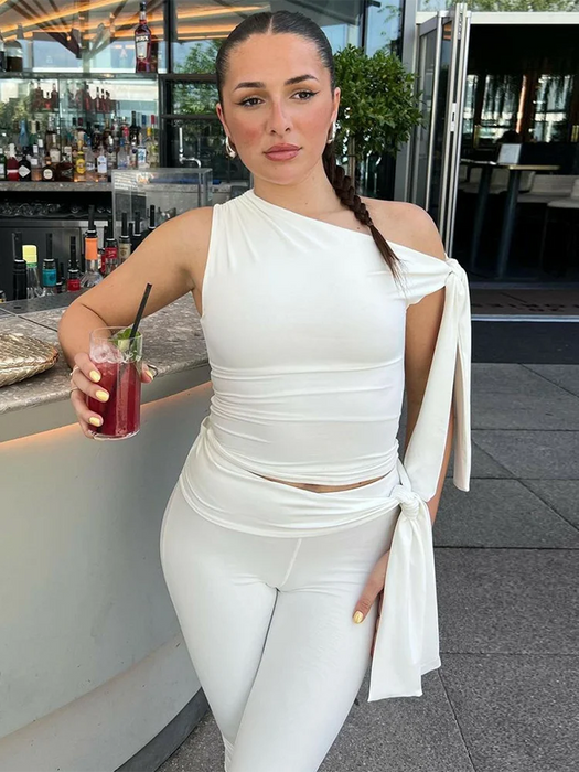 Women's Cropped Tank Top & Skinny Leisure Set