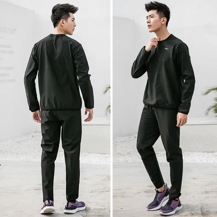 Men's Plus-Size Long Sleeve Sweat Suit for Weight Loss