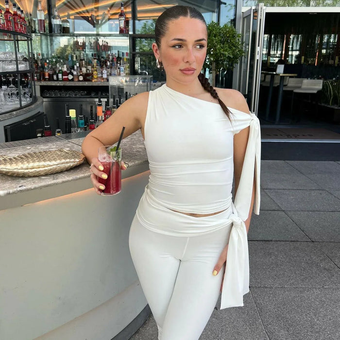 Women's Cropped Tank Top & Skinny Leisure Set