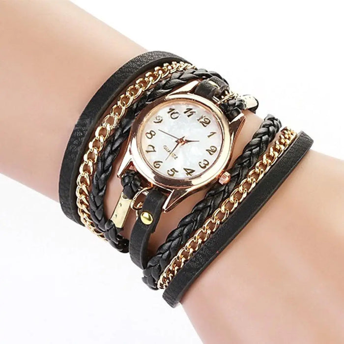 Women's Vintage Faux Leather Bracelet Watch