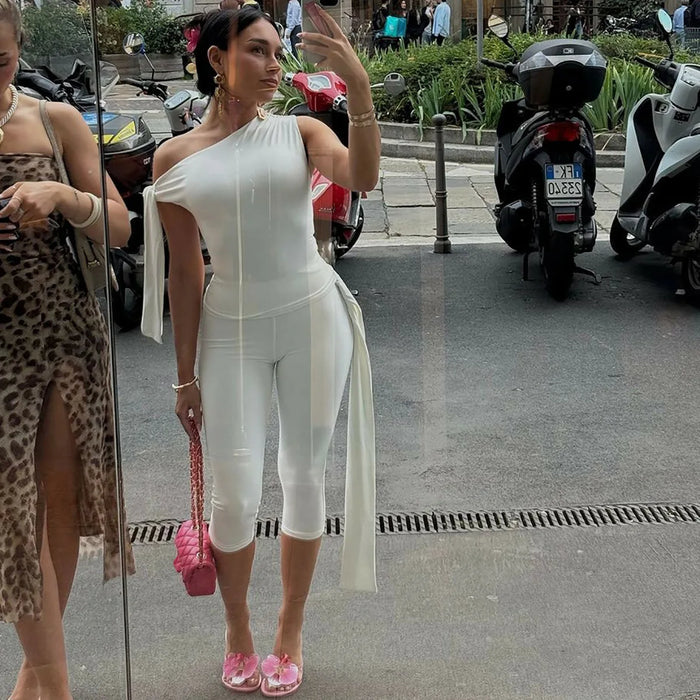 Women's Cropped Tank Top & Skinny Leisure Set