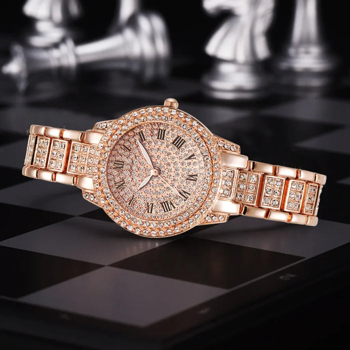 Luxury Women's Golden Rhinestone Watch