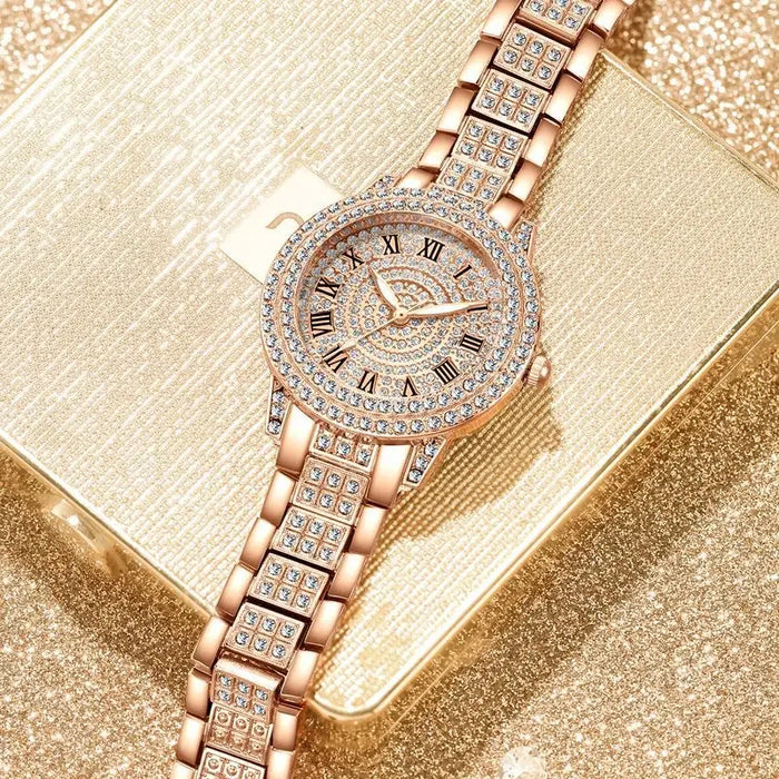 Luxury Women's Golden Rhinestone Watch