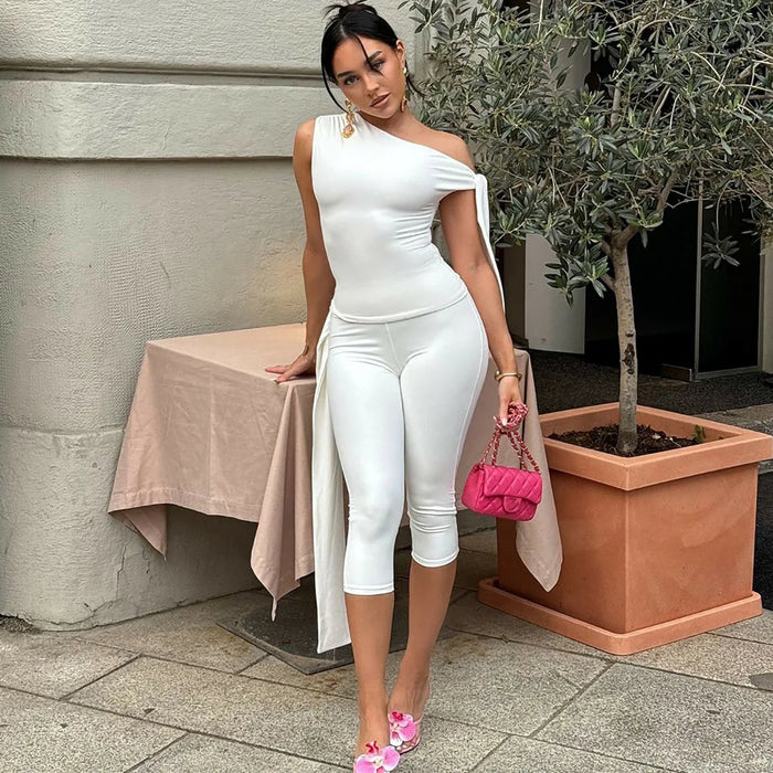 Women's Cropped Tank Top & Skinny Leisure Set