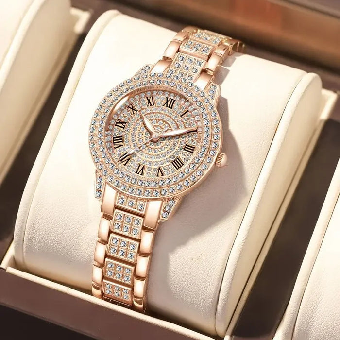 Luxury Women's Golden Rhinestone Watch