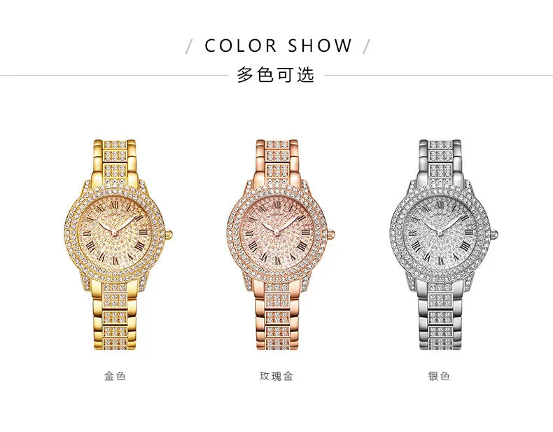Luxury Women's Golden Rhinestone Watch