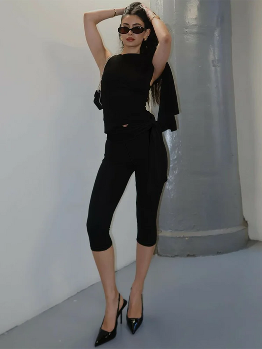 Women's Cropped Tank Top & Skinny Leisure Set