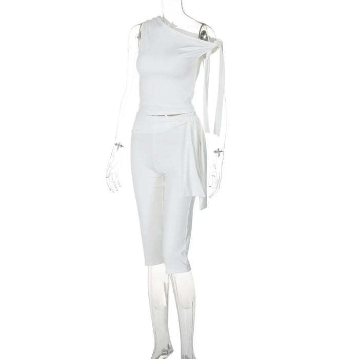 Women's Cropped Tank Top & Skinny Leisure Set