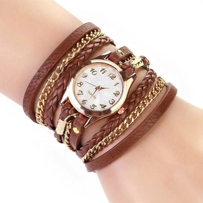 Women's Vintage Faux Leather Bracelet Watch