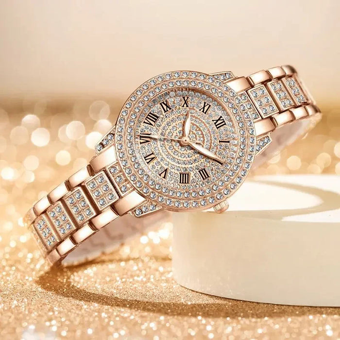 Luxury Women's Golden Rhinestone Watch